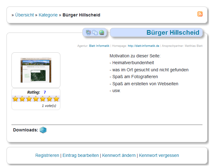 Präsentation eines Projekts mit Link zum Agenturprofil