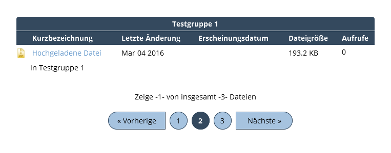 Ansicht im Frontend mit Standard-CSS