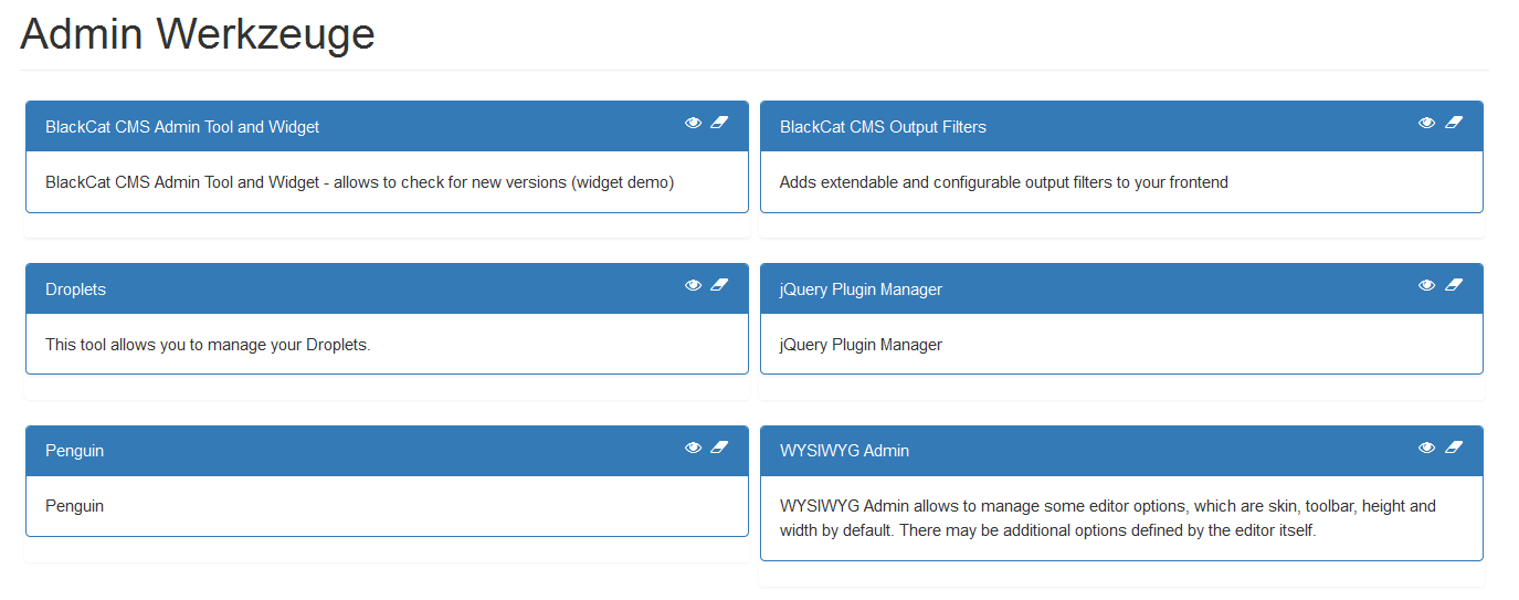 Admintools zweispaltig